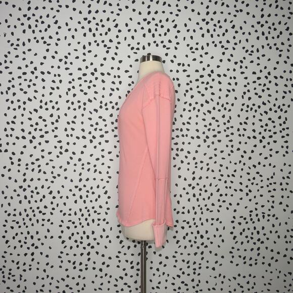 Free People Pink Military Mix Studded Henley Long Sleeve Top - Picture 6 of 12